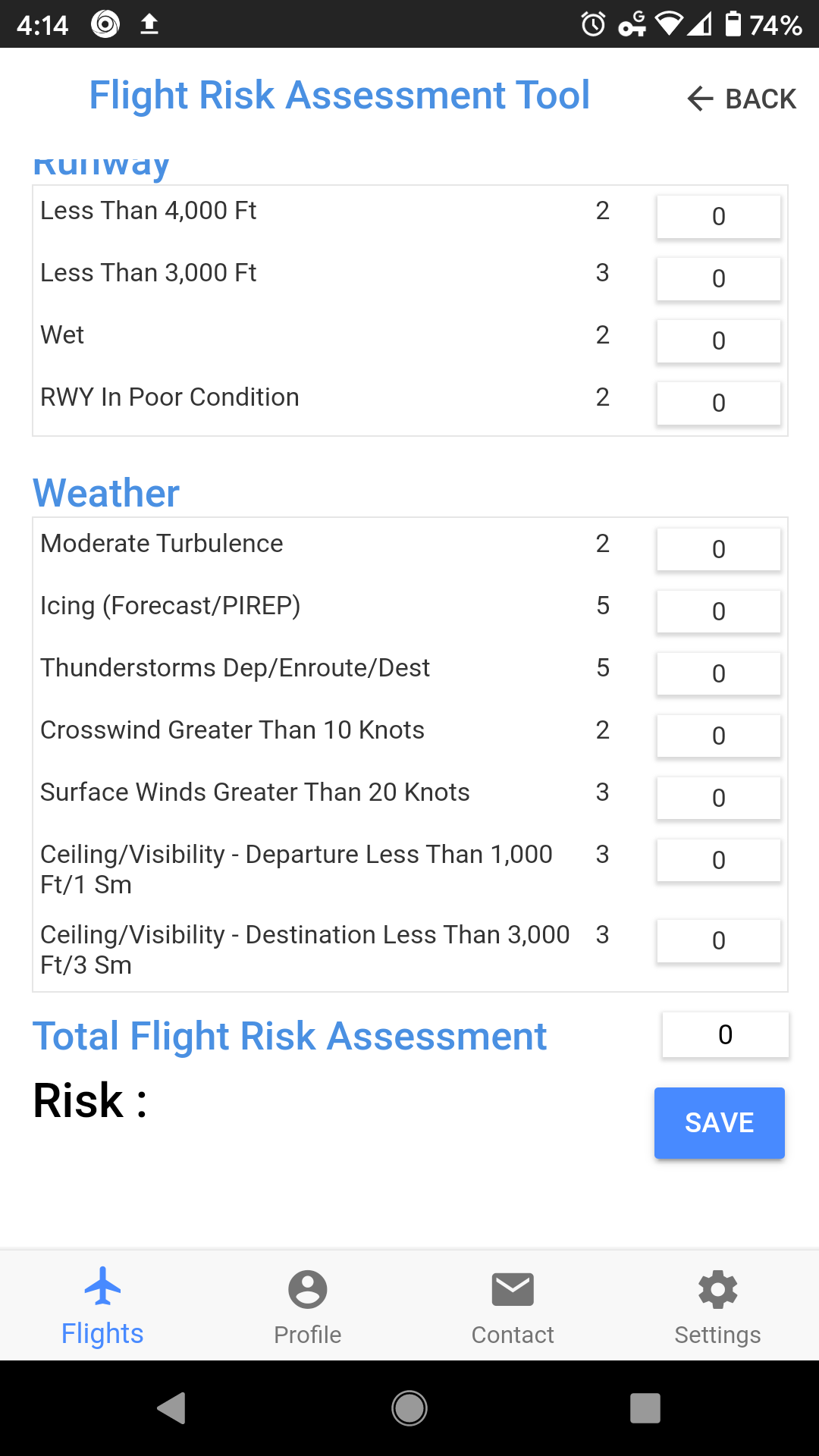 Risk Assessment Tools Screenshot